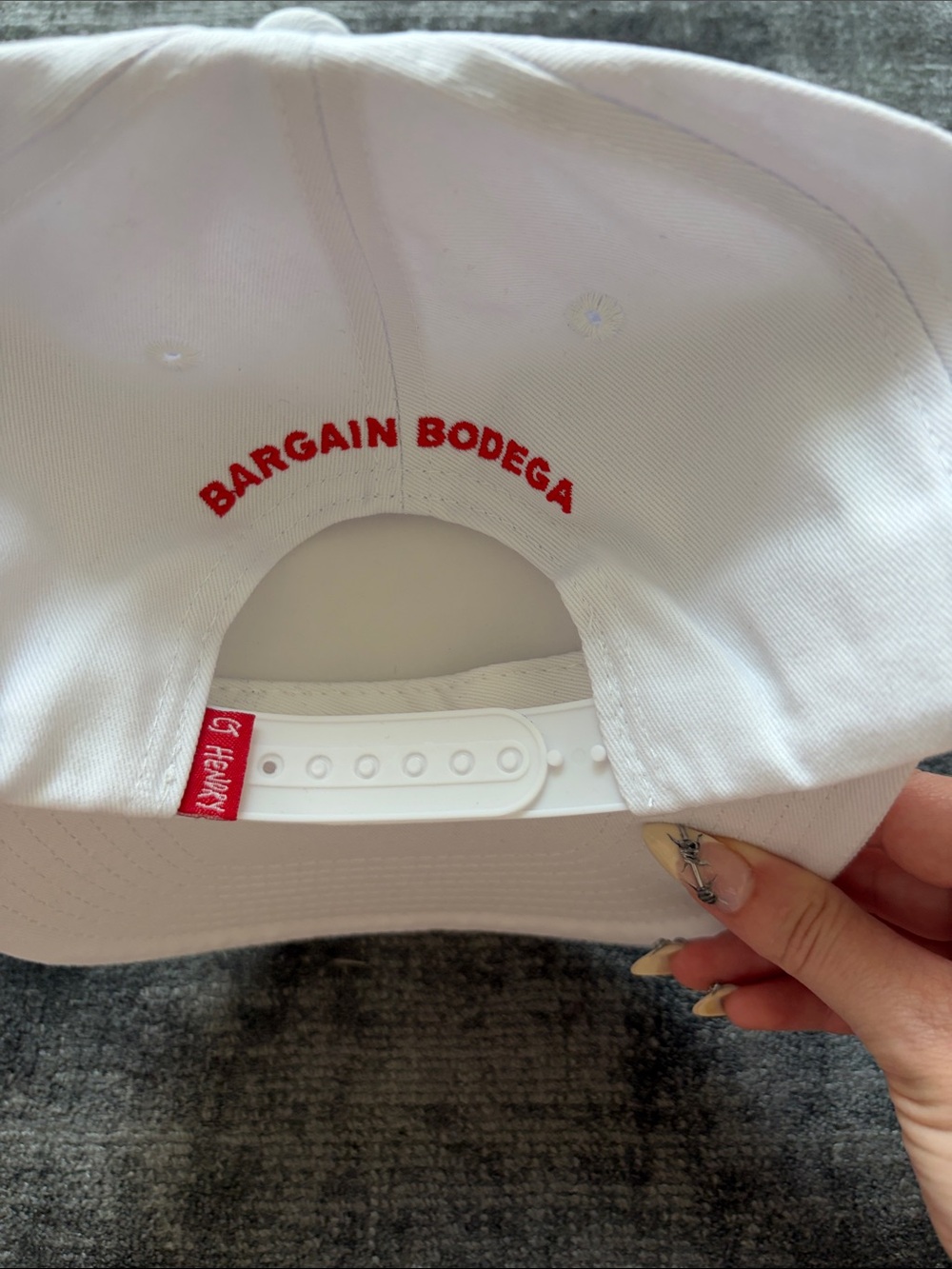 CJ Hendry Bargain Bodega White Cap with Red Logo - Picture 2 of 3